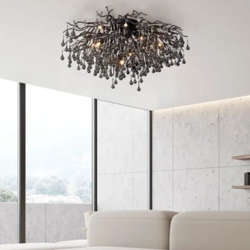 Paul Neuhaus 8092-18 - Lámpara de techo de superficie ICICLE 14xG9/40W/230V Ø 100 cm, negra