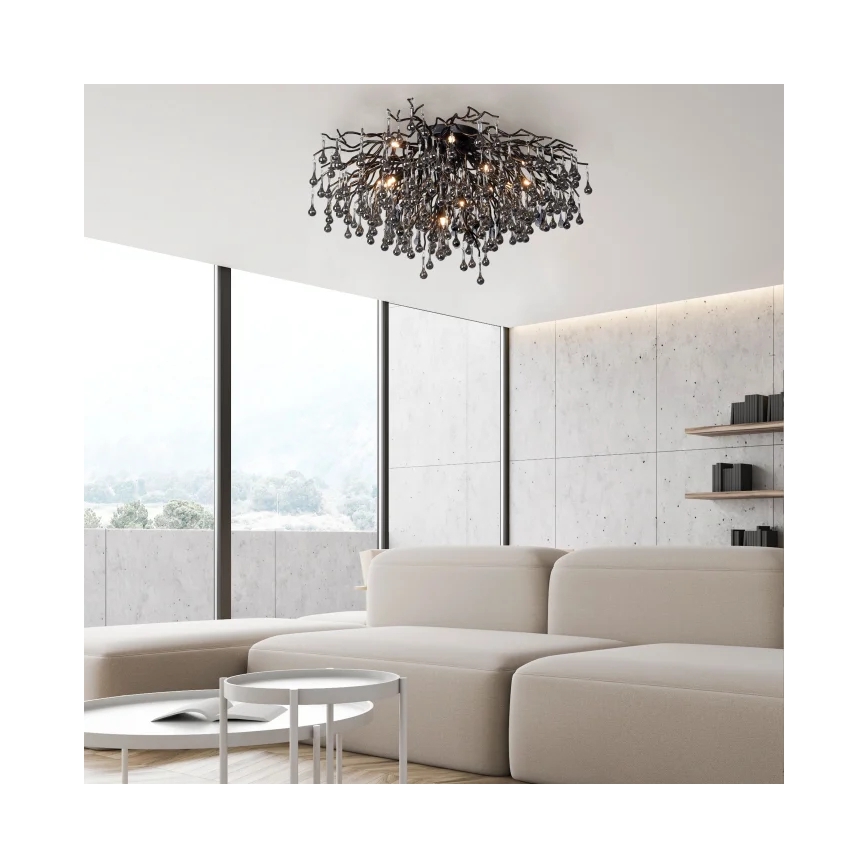 Paul Neuhaus 8092-18 - Lámpara de techo de superficie ICICLE 14xG9/40W/230V Ø 100 cm, negra