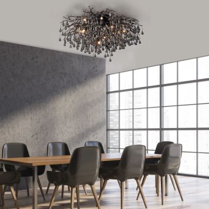 Paul Neuhaus 8092-18 - Lámpara de techo de superficie ICICLE 14xG9/40W/230V Ø 100 cm, negra