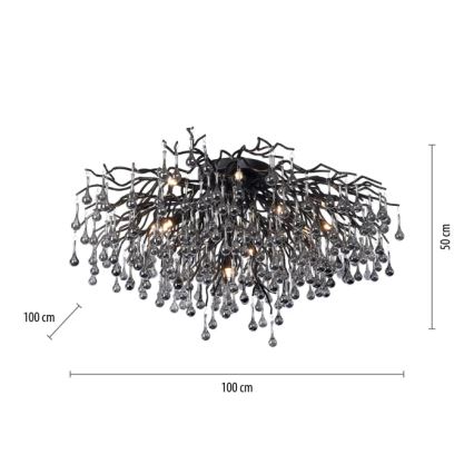 Paul Neuhaus 8092-18 - Lámpara de techo de superficie ICICLE 14xG9/40W/230V Ø 100 cm, negra