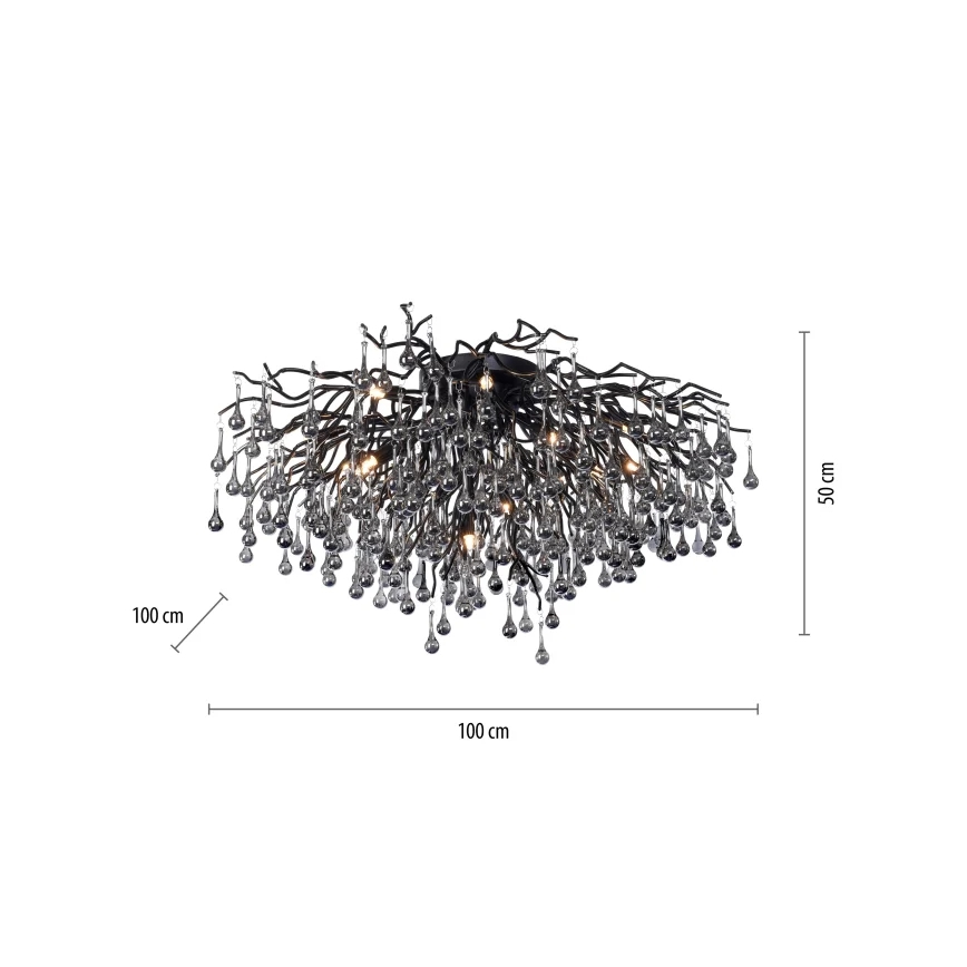 Paul Neuhaus 8092-18 - Lámpara de techo de superficie ICICLE 14xG9/40W/230V Ø 100 cm, negra