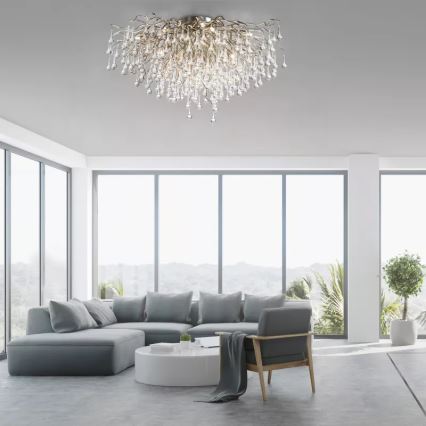 Paul Neuhaus 8092-55 - Lámpara de techo de superficie ICICLE 14×G9/40W/230V, diámetro 100 cm, cromo brillante