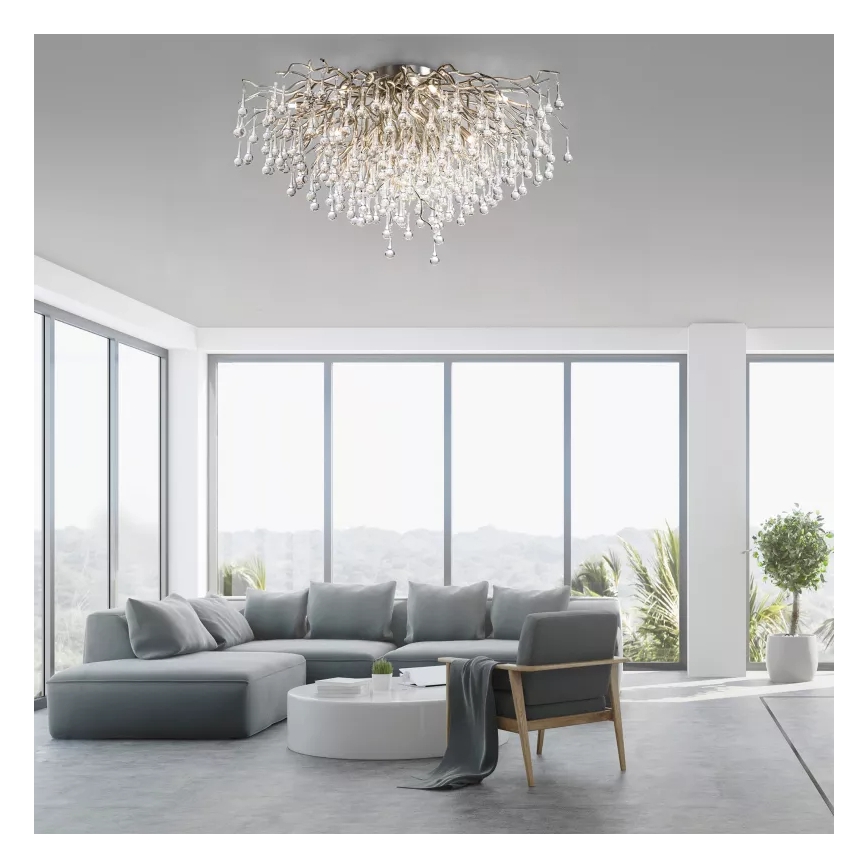 Paul Neuhaus 8092-55 - Lámpara de techo de superficie ICICLE 14×G9/40W/230V, diámetro 100 cm, cromo brillante