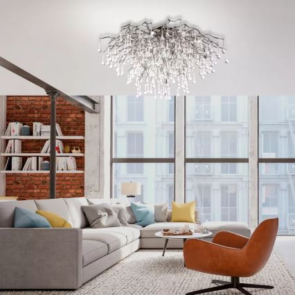 Paul Neuhaus 8092-55 - Lámpara de techo de superficie ICICLE 14×G9/40W/230V, diámetro 100 cm, cromo brillante