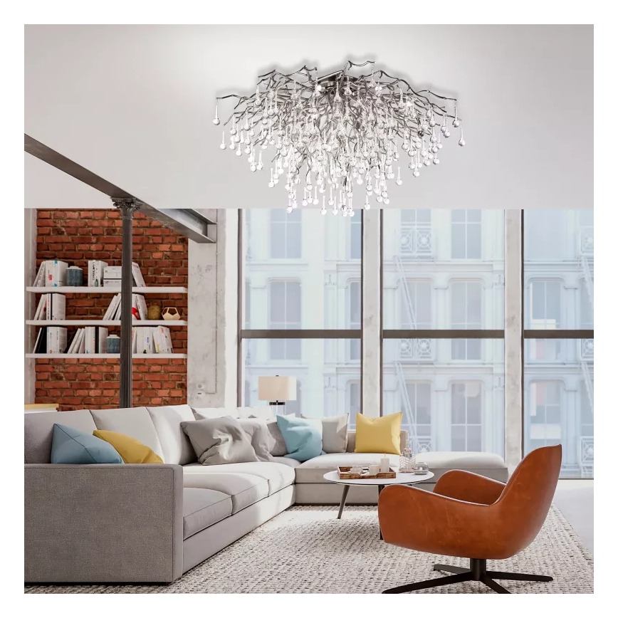 Paul Neuhaus 8092-55 - Lámpara de techo de superficie ICICLE 14×G9/40W/230V, diámetro 100 cm, cromo brillante