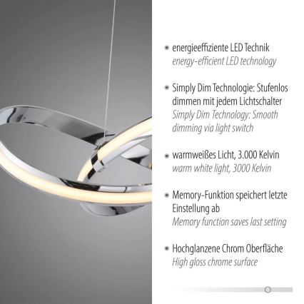 Paul Neuhaus 8291-17 - Lámpara de araña LED regulable MELINDA LED/30W/230V