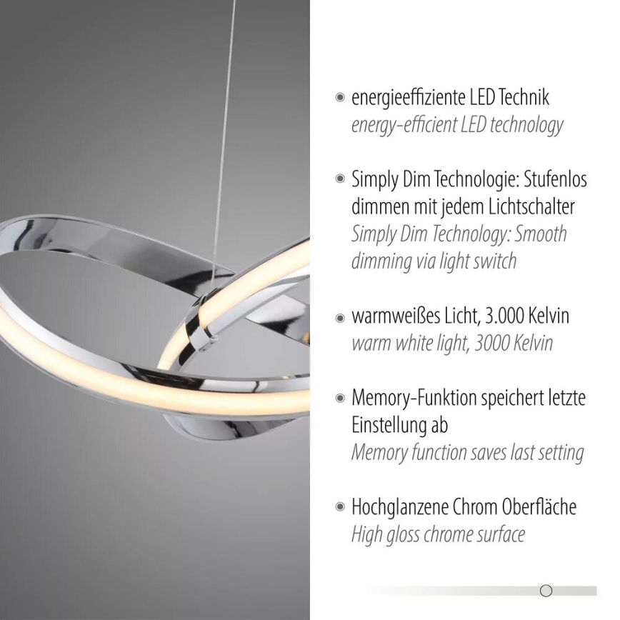 Paul Neuhaus 8291-17 - Lámpara de araña LED regulable MELINDA LED/30W/230V