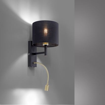 Paul Neuhaus 9646-18 - Aplique LED ROBIN 1xE27/40W/230V + LED/2,1W negro