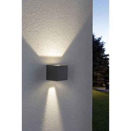 Paulmann 18000 - 2xLED/3W IP65 Aplique exterior CYBO 230V gris