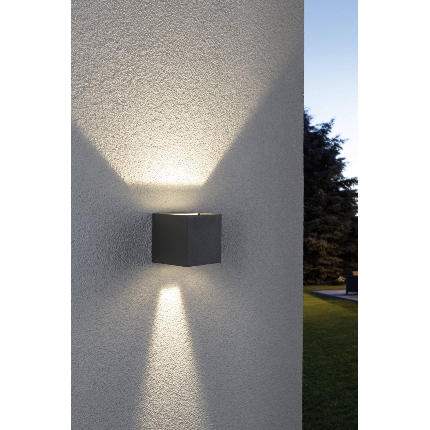 Paulmann 18000 - 2xLED/3W IP65 Aplique exterior CYBO 230V gris