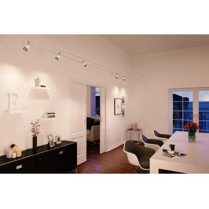 Paulmann 3981 - Set con 5 LEDs de 4 W, sistema completo de suspensión por cable TUBE 230V, cromo mate/negro