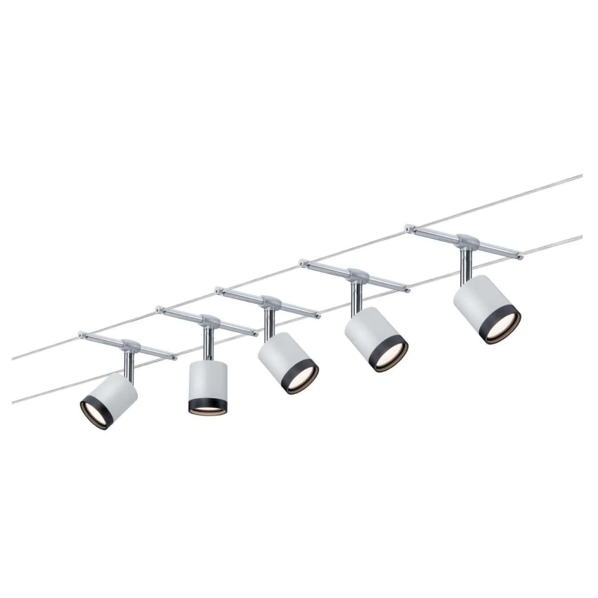 Paulmann 3981 - Set con 5 LEDs de 4 W, sistema completo de suspensión por cable TUBE 230V, cromo mate/negro