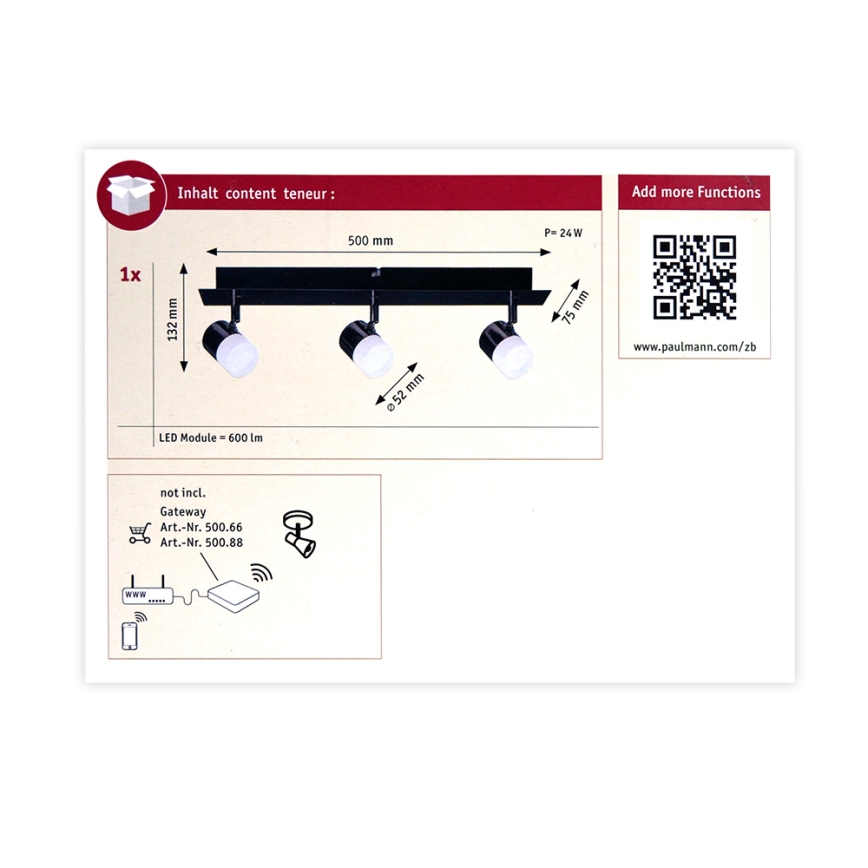 Paulmann 50099 - 3xLED/6,5W Foco regulable SMART DEON 230V ZigBee