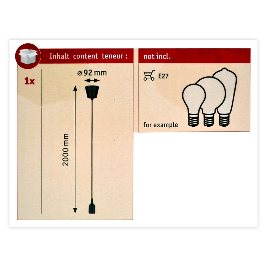 Paulmann 50346 - Cable de alimentación NEORDIC 1xE27/20W/230V IP44