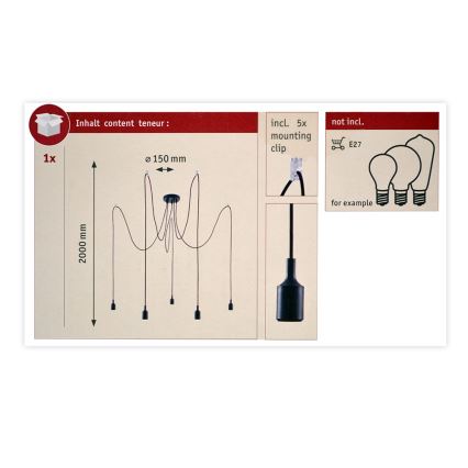 Paulmann 50389 - Lámpara colgante NEORDIC 5xE27/20W/230V araña