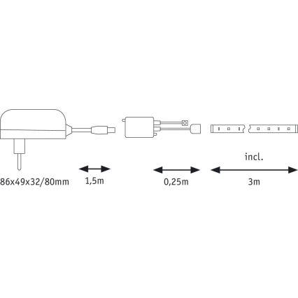 Paulmann 70481 - LED RGBW/9,6W Tira regulable DIGITAL 3 m 230V + control remoto