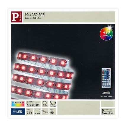 Paulmann 70587 - Cinta LED RGB/20W regulable MAXLED 1,5m 230V + mando a distancia