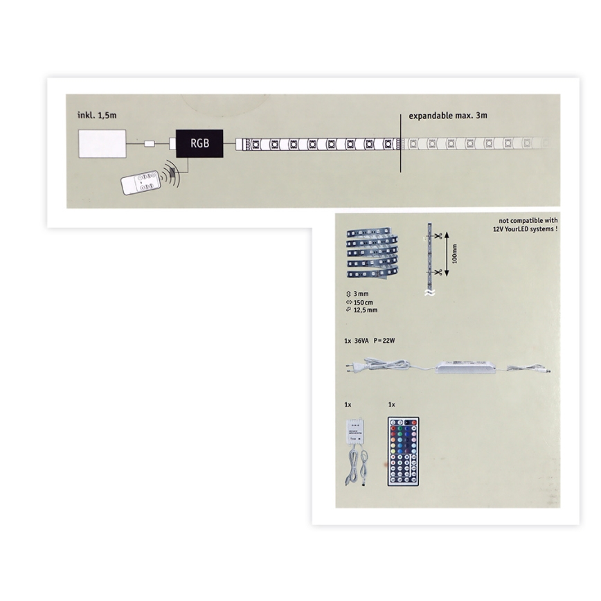 Paulmann 70587 - Cinta LED RGB/20W regulable MAXLED 1,5m 230V + mando a distancia