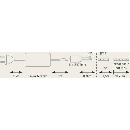 Paulmann 70623 - LED/10W IP44 Tira de baño regulable MAXLED 1,5 m 2700-6500K 230V + control remoto