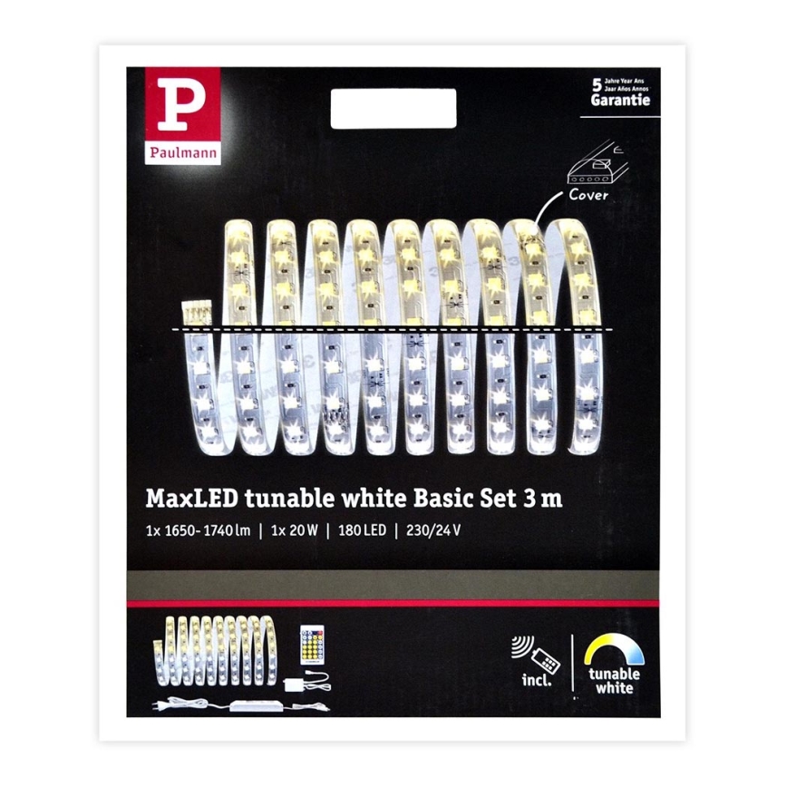Paulmann 70624 - Tira LED regulable MAXLED 20W 3m 230V + mando a distancia