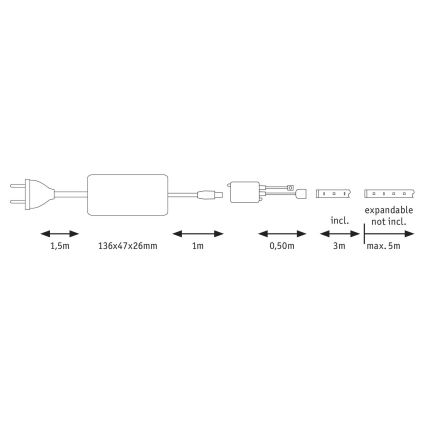 Paulmann 70624 - Tira LED regulable MAXLED 20W 3m 230V + mando a distancia