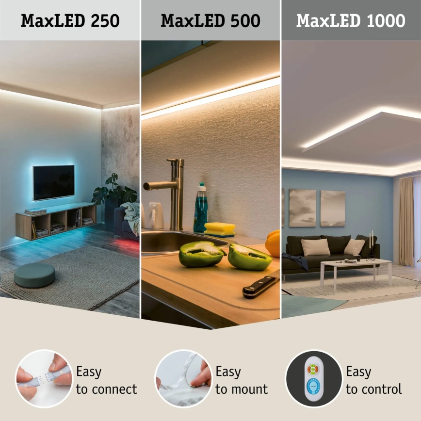 Paulmann 70627 - LED RGB/18W IP44 Tira de baño regulable MAXLED 1,5 m 230V + control remoto