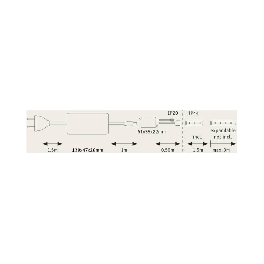 Paulmann 70627 - LED RGB/18W IP44 Tira de baño regulable MAXLED 1,5 m 230V + control remoto