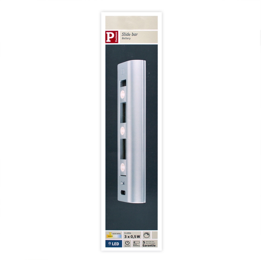 Paulmann 70640 - 3xLED/0,5W Lámpara de armario regulable SLIDE 6xAA
