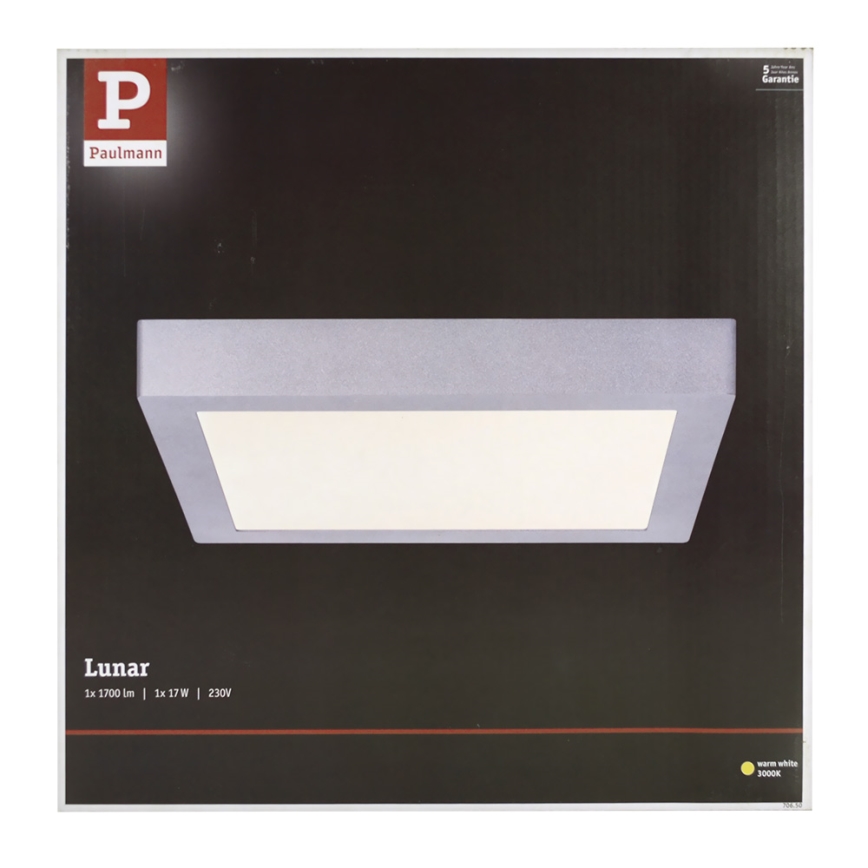 Paulmann 70650 - LED/17W Plafón LUNAR 230V 30x30 cm cromo mate