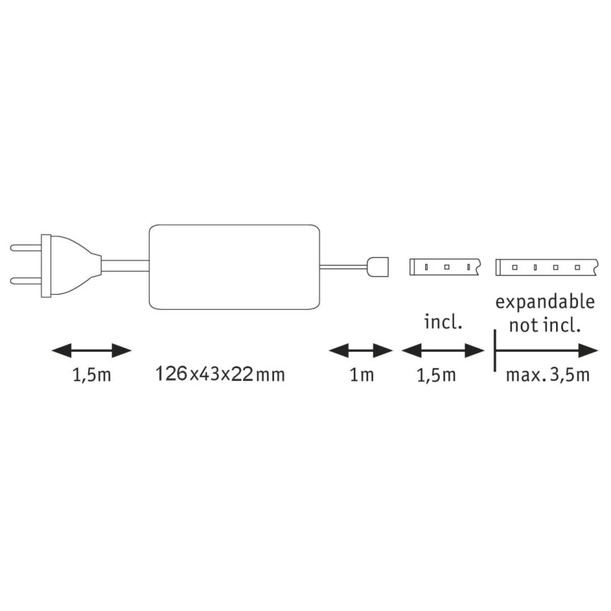 Paulmann 70667 - LED/9W IP44 Tira de baño regulable MAXLED 1,5 m 6500K 230V