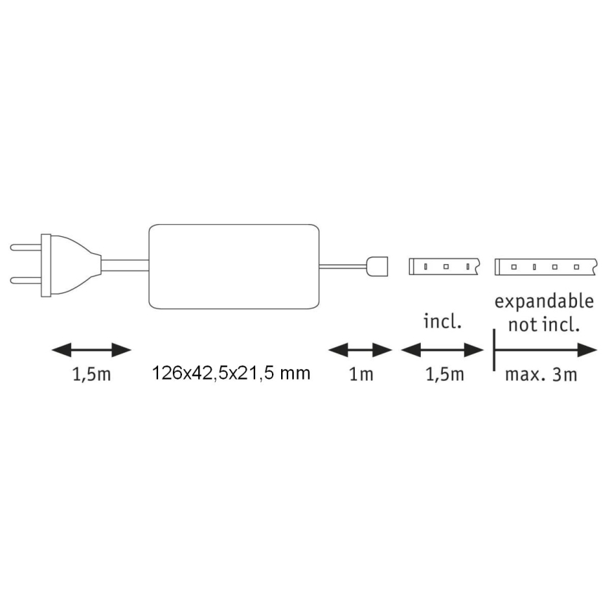 Paulmann 70668 - LED/9W IP44 Tira de baño regulable MAXLED 1,5 m 2700K 230V