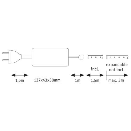 Paulmann 70671 - LED/18W IP44 Tira de baño regulable MAXLED 1,5 m 6500K 230V