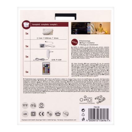 Paulmann 70696 - Tira LED regulable RGBW/8W DIGITAL 3m 230V + mando a distancia