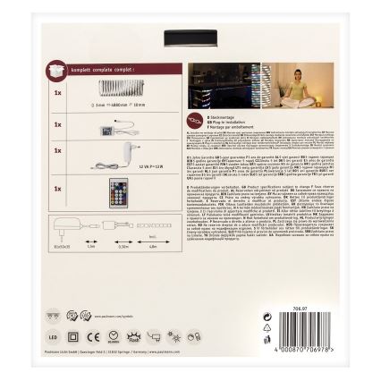 Paulmann 70697 - Tira LED regulable RGBW/10,5W DIGITAL 4,8m 230V + mando a distancia