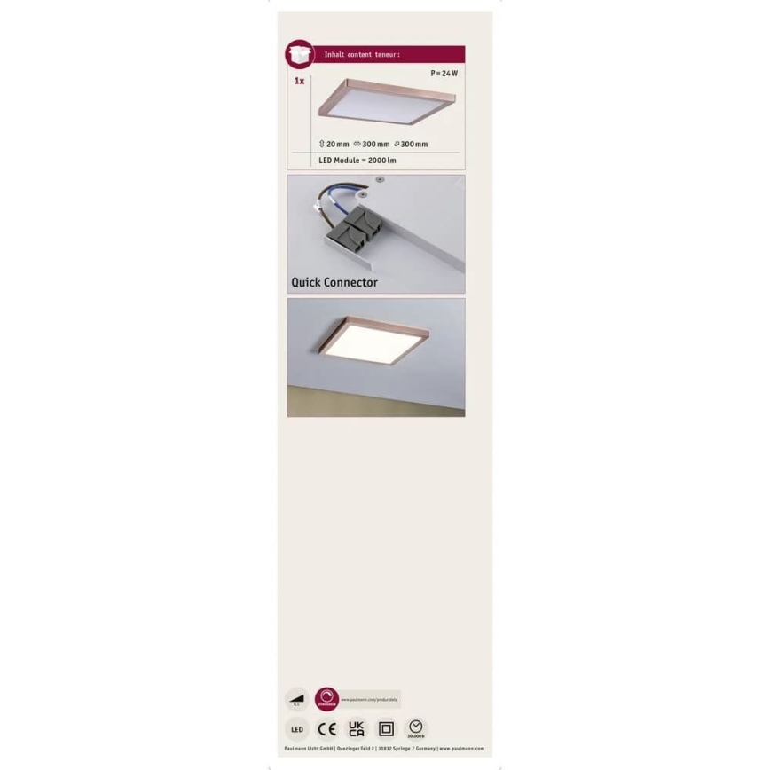 Paulmann 70873 - LED/24W Panel regulable ATRIA 230V 2700K 30x30 cm dorado rosa