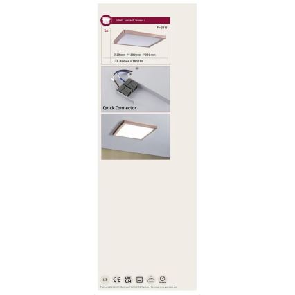 Paulmann 70941 - LED/20W Panel de techo ATRIA 230V 4000K 30x30 cm dorado rosa