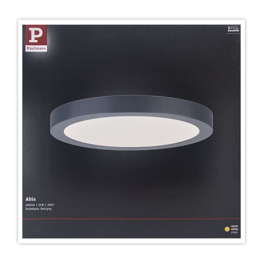 Paulmann 70988 - LED/22W Plafón ABIA 230V antracita