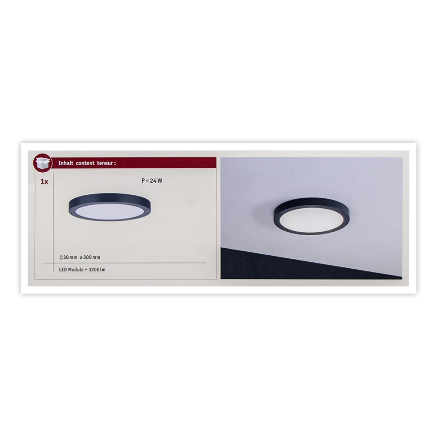 Paulmann 70988 - LED/22W Plafón ABIA 230V antracita