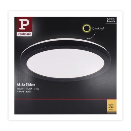 Paulmann 70997 - LED/11,2W Panel de techo ATRIA 230V 3000K diá. 19 cm negro