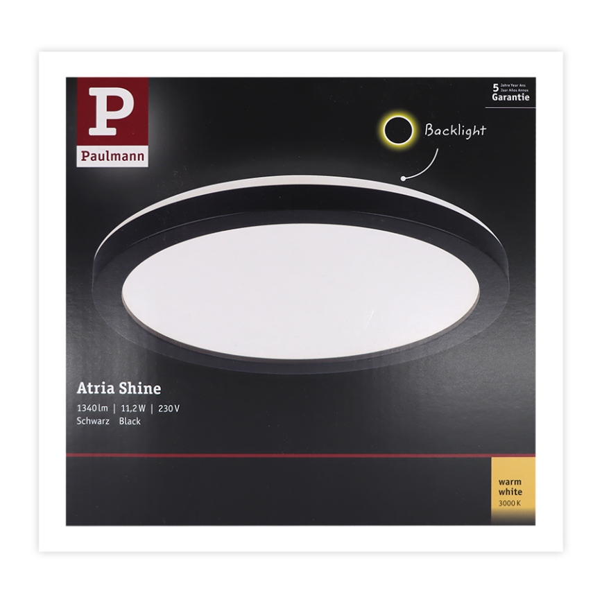 Paulmann 70997 - LED/11,2W Panel de techo ATRIA 230V 3000K diá. 19 cm negro