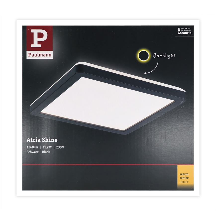 Paulmann 71000 - LED/11,2W Panel de techo ATRIA 230V 3000K 19x19 cm negro