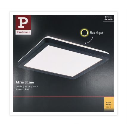 Paulmann 71000 - LED/11,2W Panel de techo ATRIA 230V 3000K 19x19 cm negro