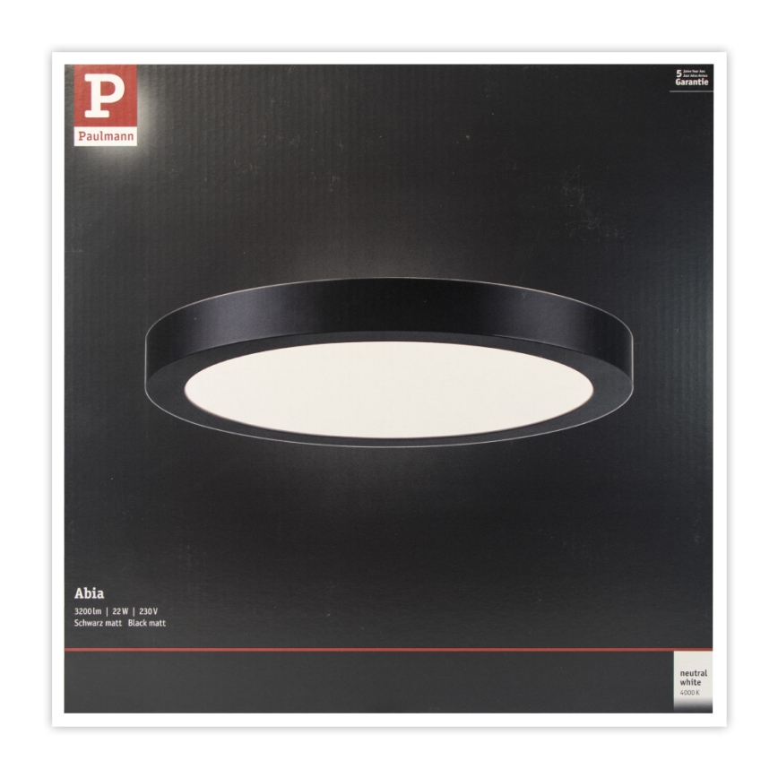 Paulmann 71025 - LED/22W Plafón ABIA 230V negro