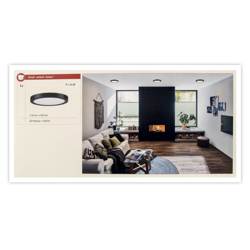 Paulmann 71025 - LED/22W Plafón ABIA 230V negro