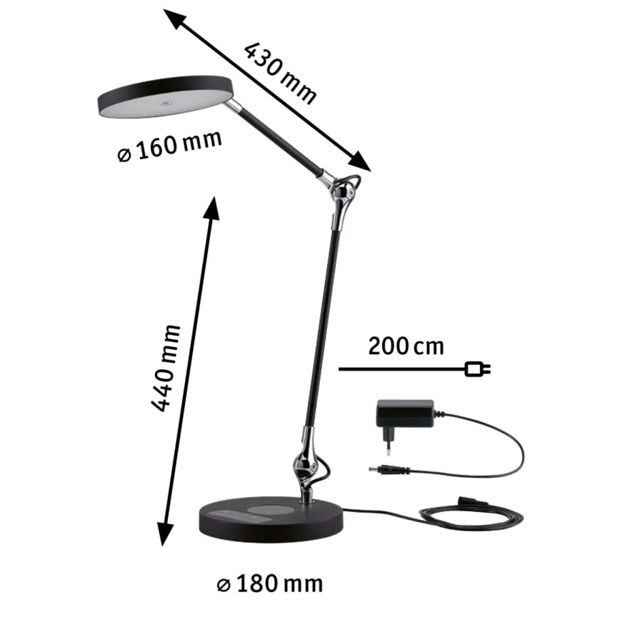 Paulmann 78010 - LED/11W Lámpara de mesa táctil regulable NUMIS 230V 2700/4000/6500K negro