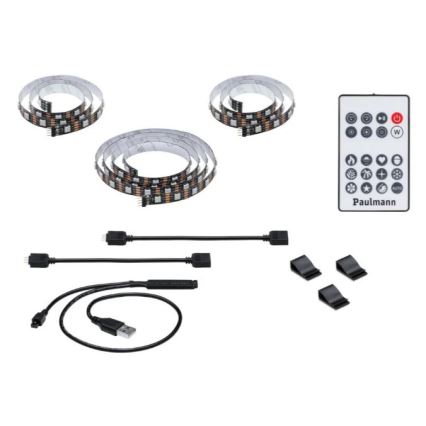 Paulmann 78880 - LED/3,5W RGB Tira regulable para TV 2m ZOLL 5V + control remoto