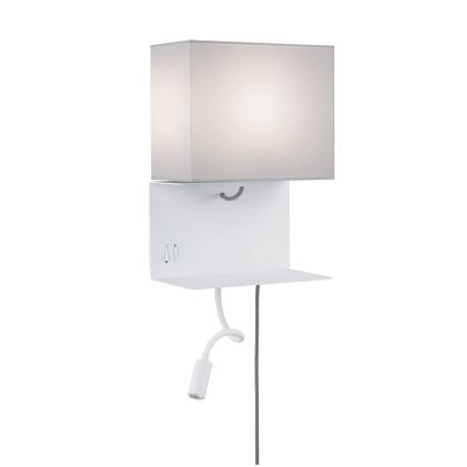 Paulmann 78913 - LED/2,5W + 1xE27/40W Lámpara de pared con repisa y puerto USB MERANI 230V blanca