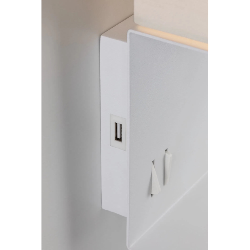 Paulmann 78913 - LED/2,5W + 1xE27/40W Lámpara de pared con repisa y puerto USB MERANI 230V blanca
