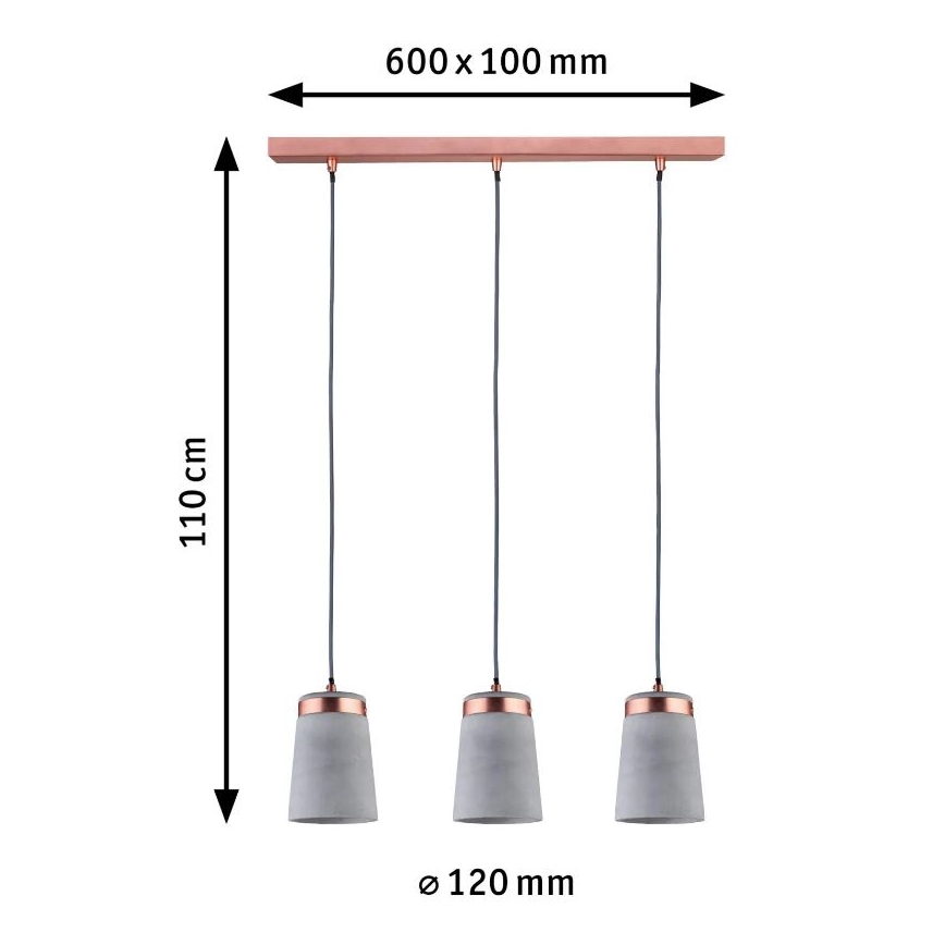 Paulmann 79626 - 3xE27/20W Lámpara de araña en cadena NEORDIC STIG 230V
