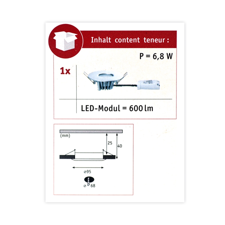 Paulmann 79668 - LED/5,3W IP44 Lámpara empotrable de baño regulable HOUSE 230V